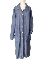 Spiegel Tencel Chambray Midi Shirt Dress Size L Pockets Button Slits Vtg... - £21.27 GBP
