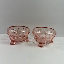 Vintage Pink Depression Glass Bowls Set of 2 Footed Dishes Candy Dessert Decor - £30.37 GBP