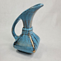 Savoy China Ceramic 7.5 Inch Blue Gold Brushed Pitcher Vase Ewer  MCM - $12.86