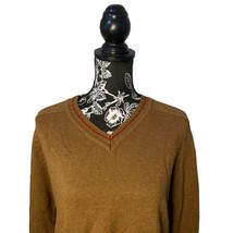 FINK Lambs Wool Blend V-Neck Long Sleeve Pullover Sweater Tan - Size Medium - $26.13