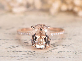 1.45Ct Oval Cut Peach Morganite Solitaire Engagement Ring 14K Rose Gold Over - £57.55 GBP