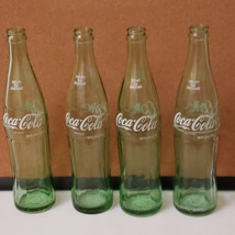 4 Vintage COCA COLA Green Bottles 16 OZ  Tifton, Spartenburg, Balt, Alexandria - £28.31 GBP