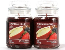 2 American Home By Yankee Candle 19 Oz Spiced Apple Berries 1 Wick Glass... - £43.79 GBP