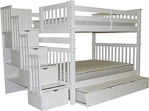 Bedz King Stairway Bunk Beds Full over Full with 4 Drawers in the Steps and a Fu - £2,010.45 GBP