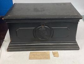 Antique 1880’s Victorian Wooden Document Chest W/ Carved Cameo &amp; A 1913 ... - $198.00