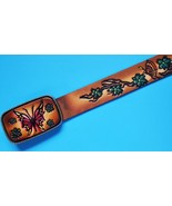 BUTTERFLIES &amp; FLOWERS  Theme Leather Belt &amp; MATCHING Leather Buckle - Al... - €33,48 EUR