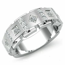 Mens Princess 2.5Ct Diamond Half Wedding Band 14kT White Gold Over Ring For Gift - £86.07 GBP