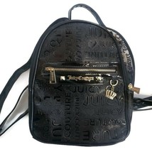 Juicy Couture Juicy On The Block Backpack Purse Monogram Glossy Shiny Black - £28.91 GBP