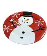 Gerson Intl Red Snowman Dinner Plate Set of 2 9.75 in diameter Red White... - $10.88