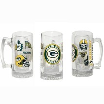 Green Bay Packers NFL Beer Mug Glass 27 oz UV DTF Design Football 7.5&quot; Tall - £15.63 GBP