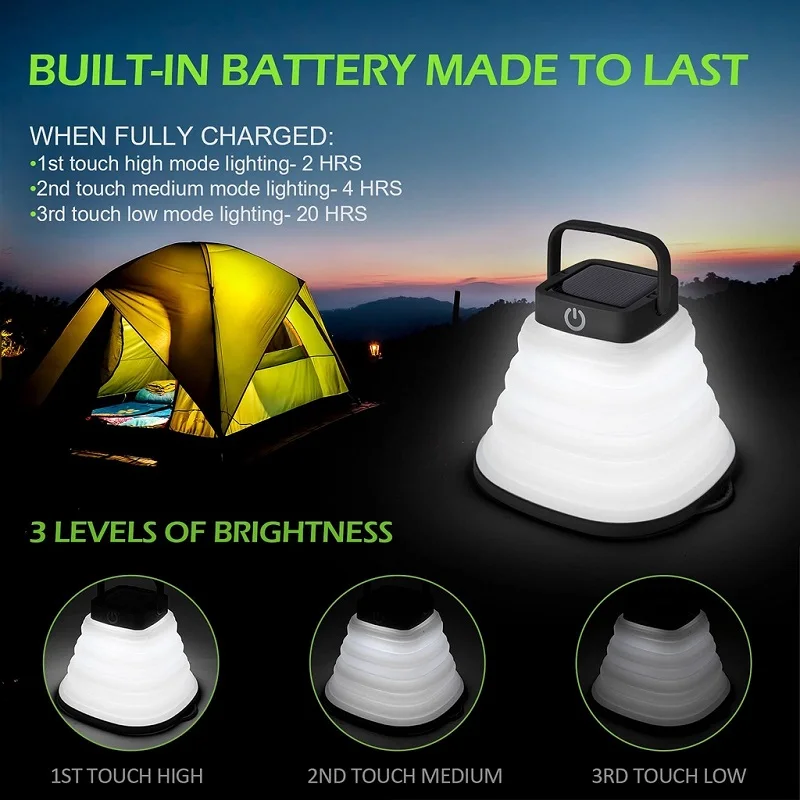 Solar LED Camping Light USB Waterproof IP67 Rechargeable Bulb For Outdoor Tent   - £73.41 GBP
