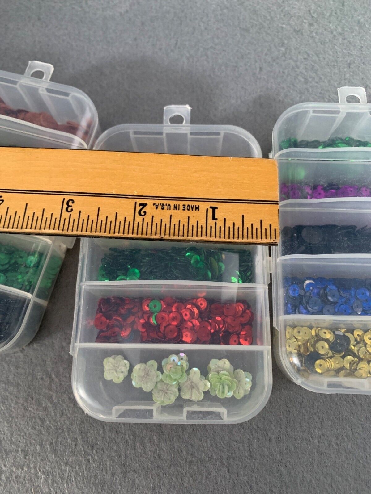 Vintage Craft Supplies Sequins Variety Colors In Organizer Box Crafting Sewing & Item image 10