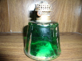 Green Oil Lamp Base with Gold Paint Trim - £70.77 GBP