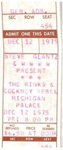 The Kinks Cockney Rebel Ticket Stub Décembre 12 1975 Detroit Mi Inutilisés - £45.17 GBP