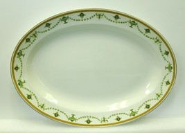 Antique W.H. Grindley Stoneware Oval Platter 13.5&quot; Gold &amp; Green Decorations - £10.94 GBP