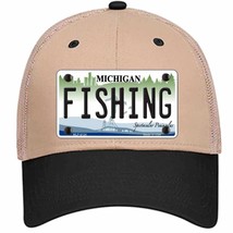 Fishing Michigan Novelty Khaki Mesh License Plate Hat - £23.08 GBP