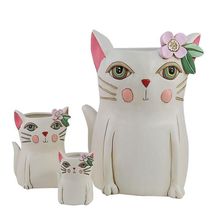 Allen Designs Cat Planter with Drainage Hole 5.5" high Resin White D1963 image 3