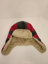 Boy&#39;s Gap Kids Red Gray Fleece Earflap Beanie Cap Trapper Hat S/M - £7.11 GBP