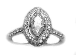 Marquise Cut 2.25Ct Diamond 14k White Gold Finish Halo Engagement Ring in Size 5 - £110.67 GBP