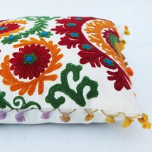 Suzani Cushion Cover 16x16, Embroidery Decorative Throw Pillow Case, Ind... - £19.53 GBP