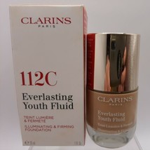 CLARINS Everlasting Youth Fluid Illuminating &amp; Firming Foundation 1oz, 112C, NIB - £31.18 GBP