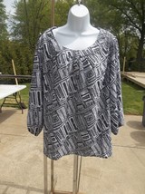 Nwt Adrienne Vittadini Black&amp;White Print Blouse 2X - $19.99