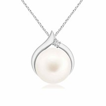 ANGARA Freshwater Pearl Solitaire Pendant with Diamond in Sterling Silver - $159.04