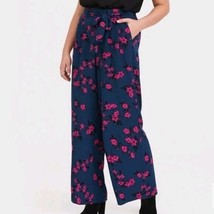 $59 TORRID floral wide leg pants 4x blue+pink tie waist wide leg womens trousers - £11.91 GBP