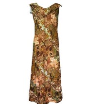 Vintage Paradise Hawaii Long Brown Floral Hawaiian Dress Size XXXL 3XL - £66.94 GBP