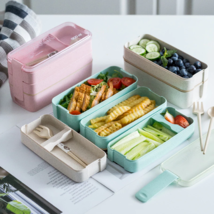 Lunch Box Wheat Straw Bento Food Storage Container Foodbox 900ml Portable Healt - £13.99 GBP