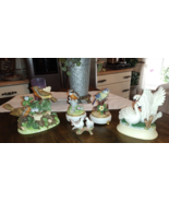 5pc Porcelain Swan Lake Music Box &amp; Various Other Bird Figurine Lot Coll... - $49.49