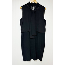 Lafayette 148 Womens Vivica Tie Neck Combo Shift Dress Black 14 - £53.61 GBP
