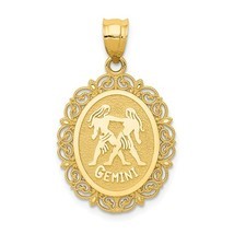 14K Yellow Gold Gemini Zodiac Oval Pendant - $225.99