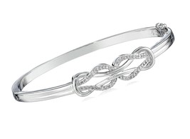 Collection Sterling Silver Diamond Double Knot Bangle (1/4 J - £308.15 GBP