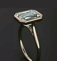 3.5ct Émeraude Simulé Anneau Fiançailles Diamant 14k Plaqué or Rose Chaton Set - £49.89 GBP