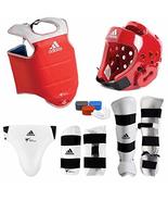 adidas Complete Taekwondo Sparring Gear Set with SHIN Instep - RED - Adu... - £255.28 GBP