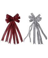QSDGFH 2pcs Christmas Bows Tree Topper, 25.6in Red/White Buffalo Plaid B... - $1,473.72 MXN