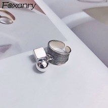 Silver Color Rings for Women New Fashion Simple Square Ball Pendant Vintage Punk - £9.07 GBP