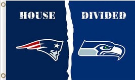 New England Patriots and Seattle Seahawks Divided Flag 90cmx150cm/3x5FT - $18.00