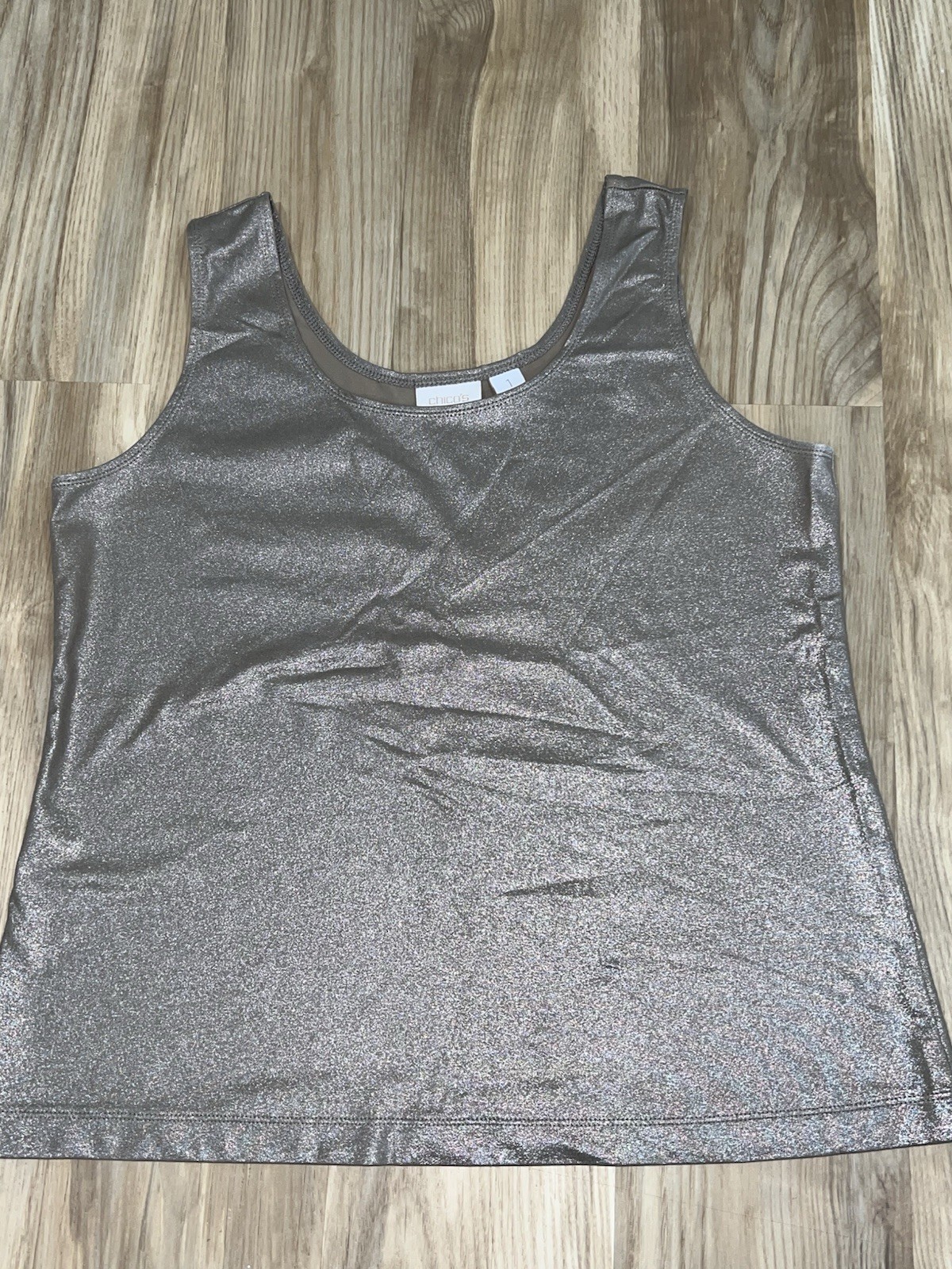 Chicos Size 1 Gold Metallic Sleeveless Tank Top - $12.86