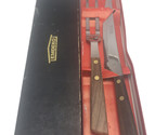 Vtg Emdeko Wood Handle MCM Carving Set Kitchen Knife Stainless Steel 2 P... - $13.81