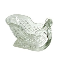 Xmas Vase Planter Candy Dish Centerpiece 24% Lead Crystal Glass 7”x 4.5&quot;x 4.5” - £11.26 GBP