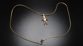 Vintage Gold Over Sterling Silver Necklace Man Figure Pendant 18  - £23.74 GBP