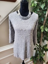 Zara Trafaluc Women Gray Cotton Round Neck Long Sleeve Knit Sweater Size Large - £31.45 GBP