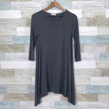 Altar&#39;d State Hanky Hem Swing Dress Gray Jersey Knit Stretch Casual Womens Small - £11.23 GBP