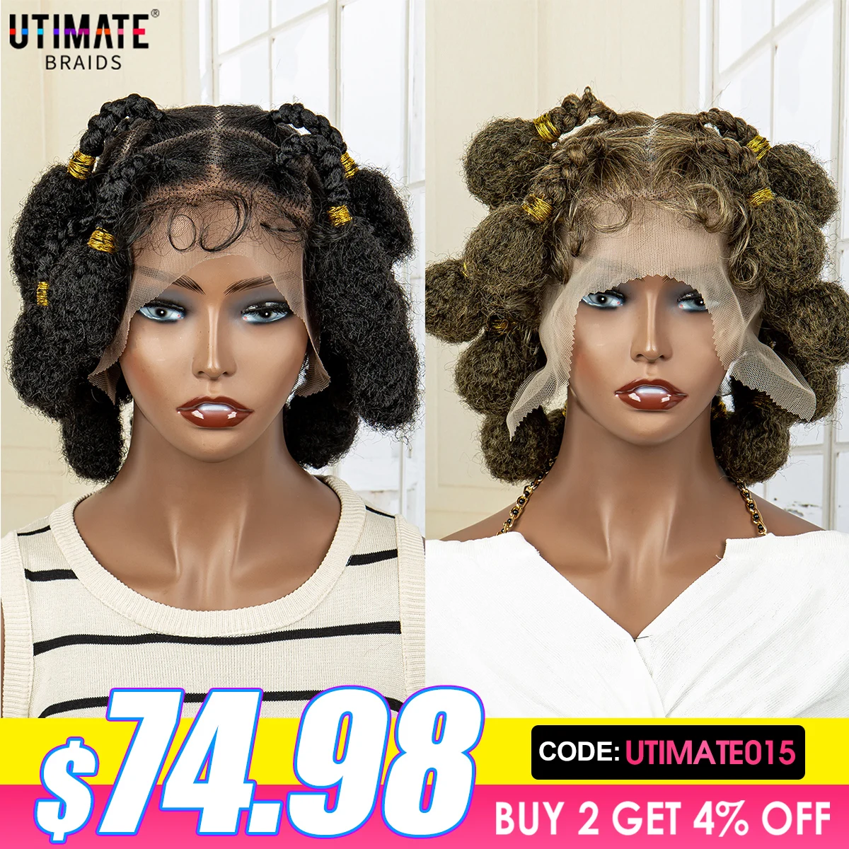New Styles Special Synthetic Full Lace Knotless Box Braided Wigs for Women HD - £129.46 GBP