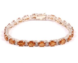 925 Argent Citrine Bracelet 6x8 MM Novembre Bracelet Pierre de Naissance - £140.09 GBP