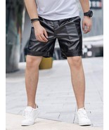 Gym Unique Stylish Black Biker 100% Leather Shorts Genuine Boxer Lambski... - $1,930.90 MXN