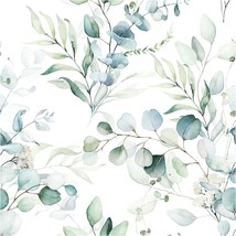 Green/White Eucalyptus Leaf Floral Wall Mural Home Nursery Boho, 17In X 9In. - £35.12 GBP