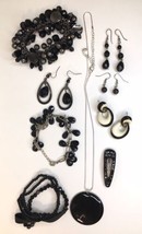 Vintage to Now Jewelry Lot (Black Color Theme) Bracelets Earrings Necklace - £11.85 GBP